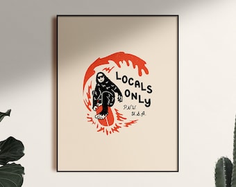 Locals Only Cream Poster Art Print, Unframed