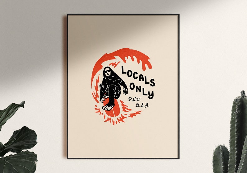 Locals Only Cream Poster Art Print, Unframed image 1