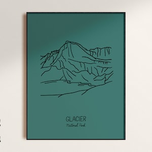 Glacier National Park Minimalist Poster Art Print, Unframed