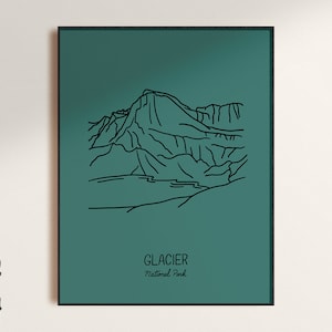 Gletscher Nationalpark Minimalistisches Poster Kunstdruck, ungerahmt