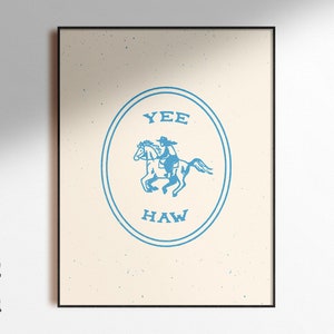 Yee-Haw Blue Art Print Poster, Unframed image 1