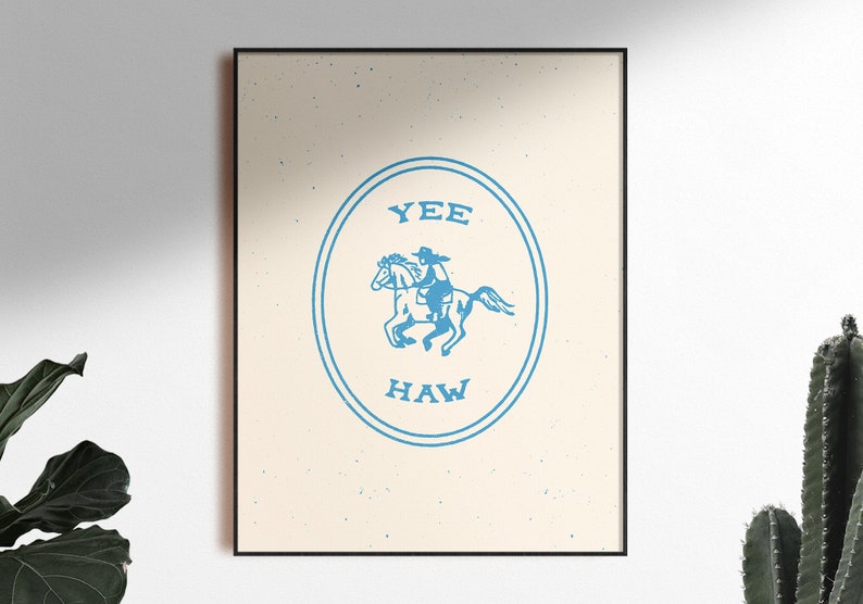 Yee-Haw Blue Art Print Poster, Unframed image 1