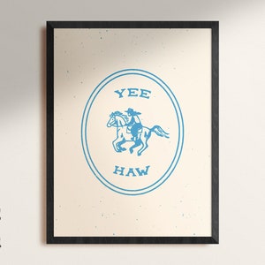 Yee-Haw Blue Framed Poster Art Print