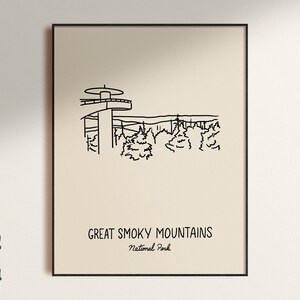 Great Smoky Mountains National Park Minimalist Poster Art Print, Unframed