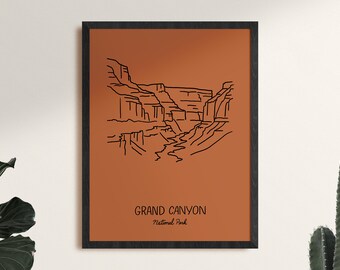 Grand Canyon National Park Minimalist Poster Art Print, Framed