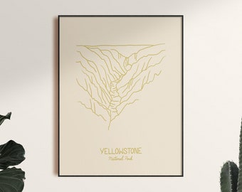 Yellowstone National Park Minimalist Poster Art Print, Unframed