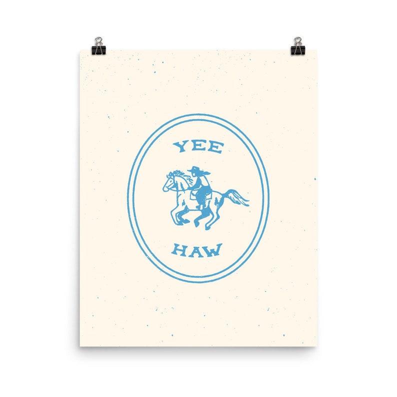 Yee-Haw Blue Art Print Poster, Unframed image 6