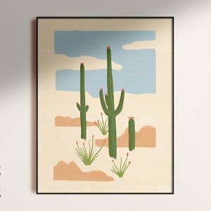 Desert Still Life Cactus Poster Art Print, Unframed