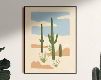 Desert Still Life Cactus Poster Art Print, Unframed