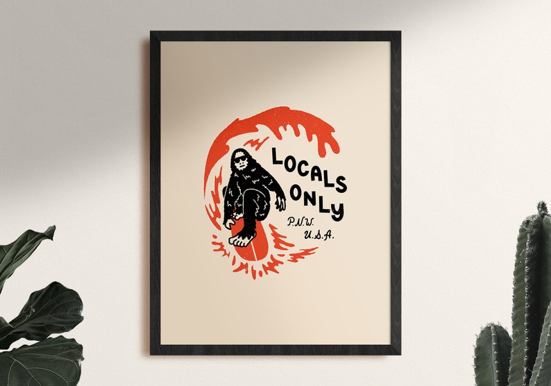 Cartel de impresión de arte en crema solo para locales, enmarcado imagen 1