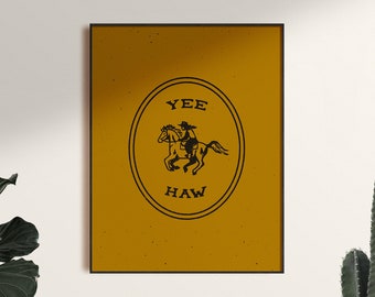 Yee-Haw Gold Poster Art Print, Unframed