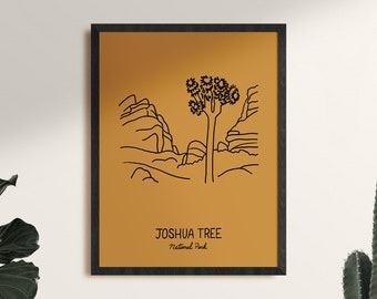 Joshua Tree National Park Minimalist Poster Art Print, Framed