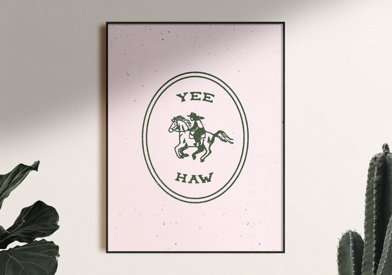 Yee-Haw Pink Poster Art Print, Unframed image 1