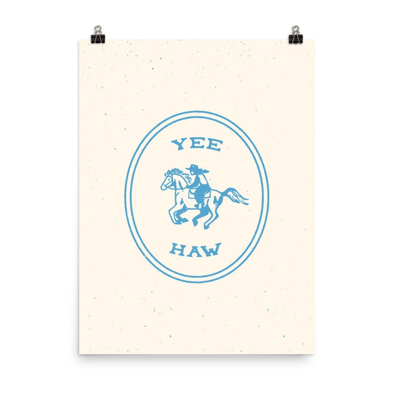 Yee-Haw Blue Art Print Poster, Unframed image 7