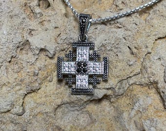 Jerusalem Cross Small w/Inlaid Stones
