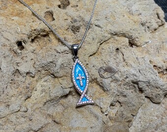 Fish Necklace - Turquoise Blue