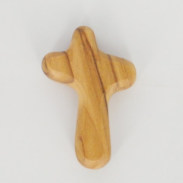 Modern Olive Wood Cross from Bethlehem! (pocket-size)