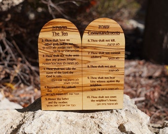 10 Commandments Olive Wood