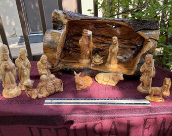 Stunningly Carved Large Olive Wood Nativity(13)