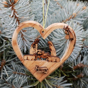 Olive Wood Christmas Ornament-Heart