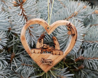 Olive Wood Christmas Ornament-Heart