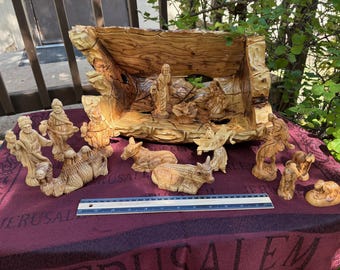 Stunningly Carved Large Olive Wood Nativity(14)