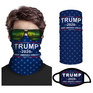 TRUMP FACE SHIELD - Trump Reusable Mask - Blue Trump Gaiter - Neck Gaiter Mask - Printed Neck Gaiter - Printed Neck Gaiter