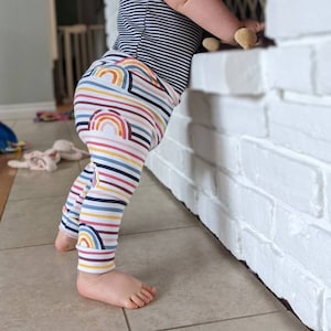 Stretchy Baby and Toddler Leggings - Cloth Diaper Pants - Rainbow