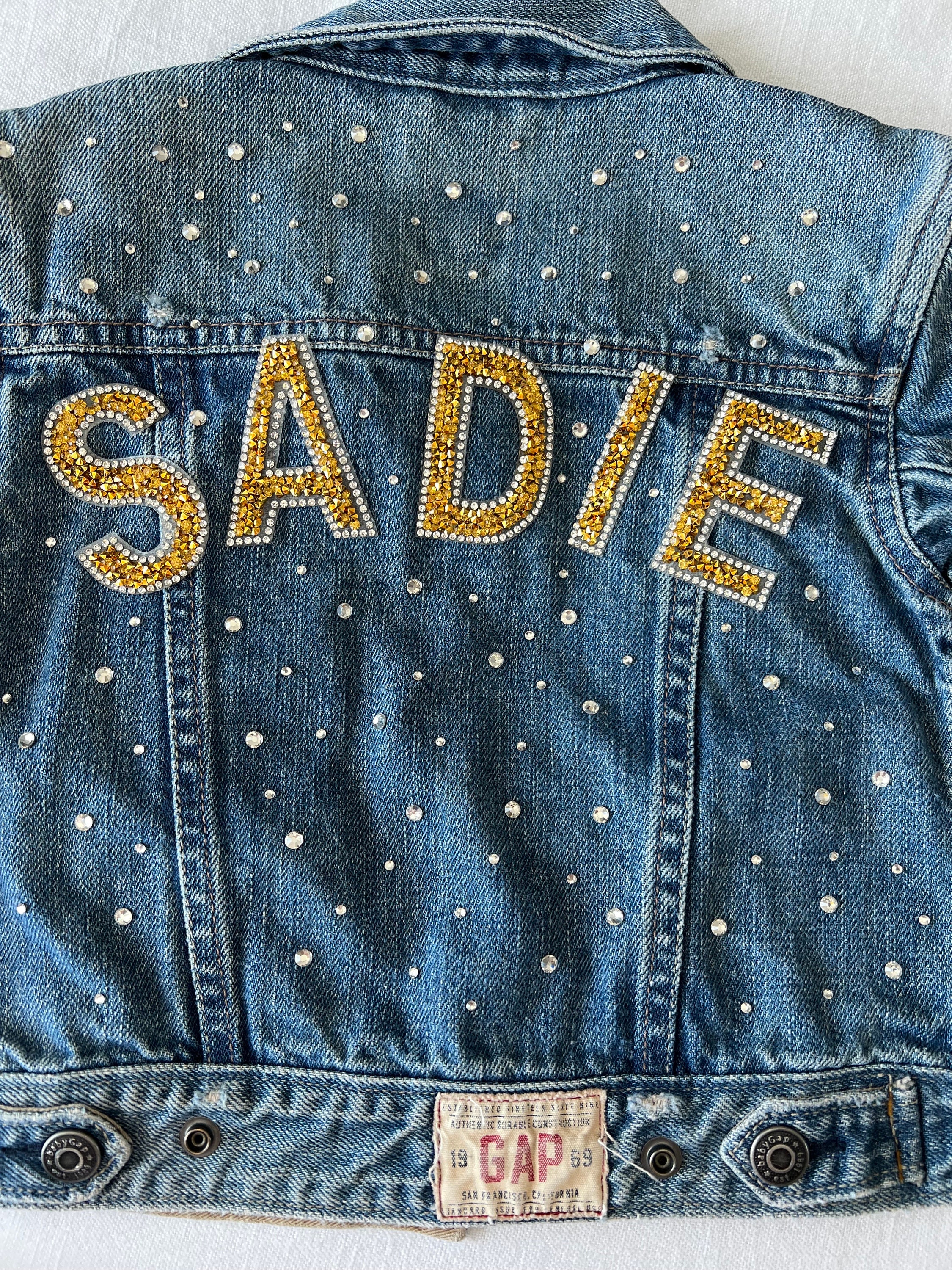 Rhinestone Custom Jean Jacket, Girls Custom Jacket, Rhinestone Jean ...
