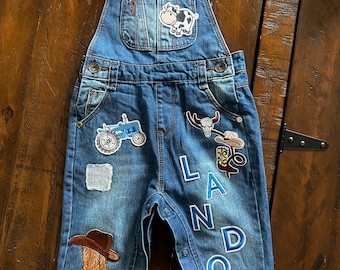 Personalized Denim, Cowboy Overalls, Western Overalls, Custom Denim,  Denim Overalls, Baby Gift, First Birthday, Cowgirl Overalls , Custom