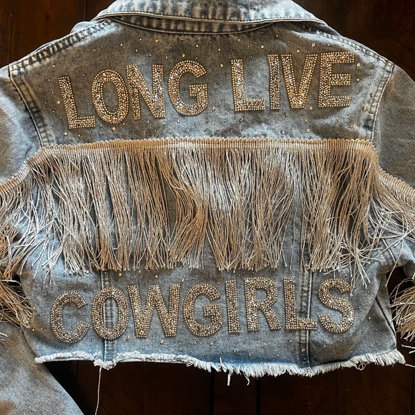 Western Chic,Vintage Denim,Western Girl,Cowgirls,Fringe Jacket, Country Jacket, Bachelorette Outfit, Bridesmaid Outfit, Rhinestone Jacket,