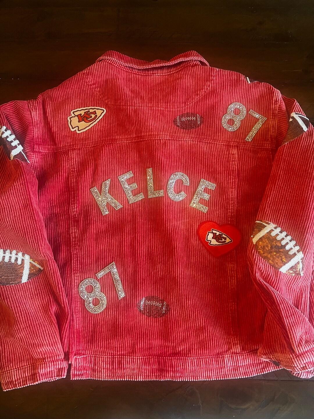 Travis Kelce Rhinestone Travis Kelce Jacket, Chiefs, Football Jacket, Rhinestone Custom Jean ...