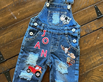 Personalized Denim,Western Overalls, Western Overalls,Custom Denim,Custom Overalls, Baby Gift,Birthday,Kids Overalls,Custom Outfit,Overalls