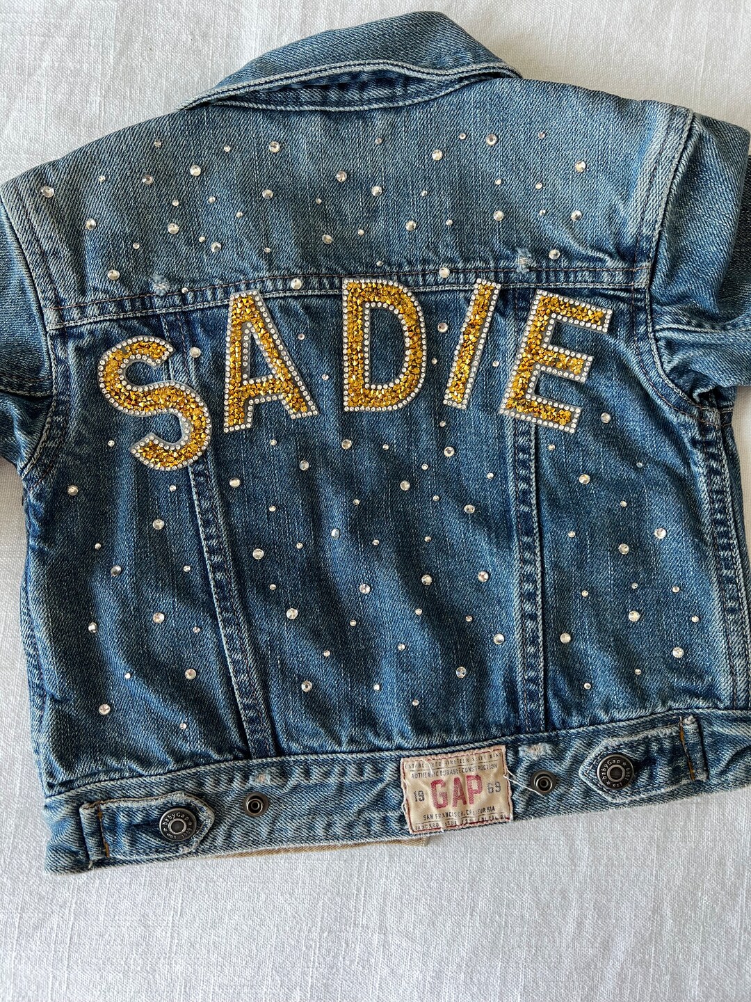 Rhinestone Custom Jean Jacket, Girls Custom Jacket, Rhinestone Jean