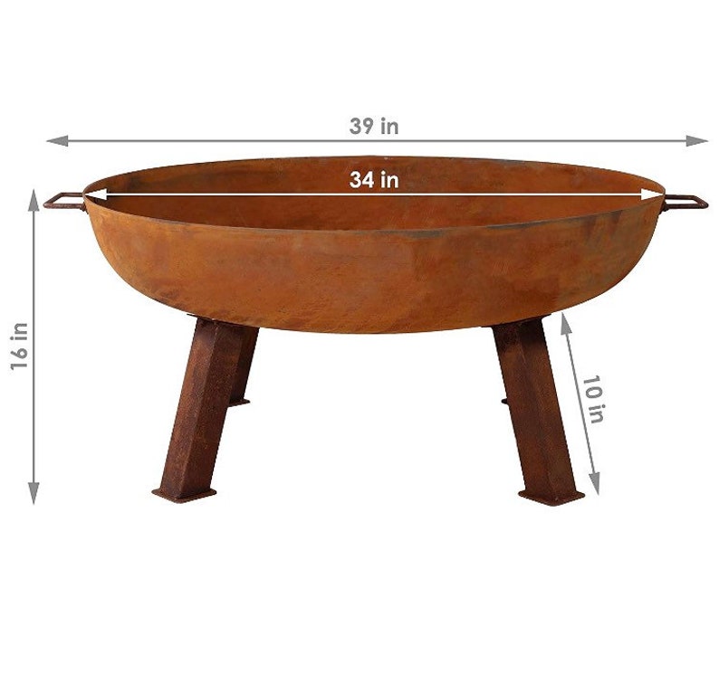 Cast Iron Outdoor Fire Pit Bowl 34 Inch Large Round Bonfire Etsy