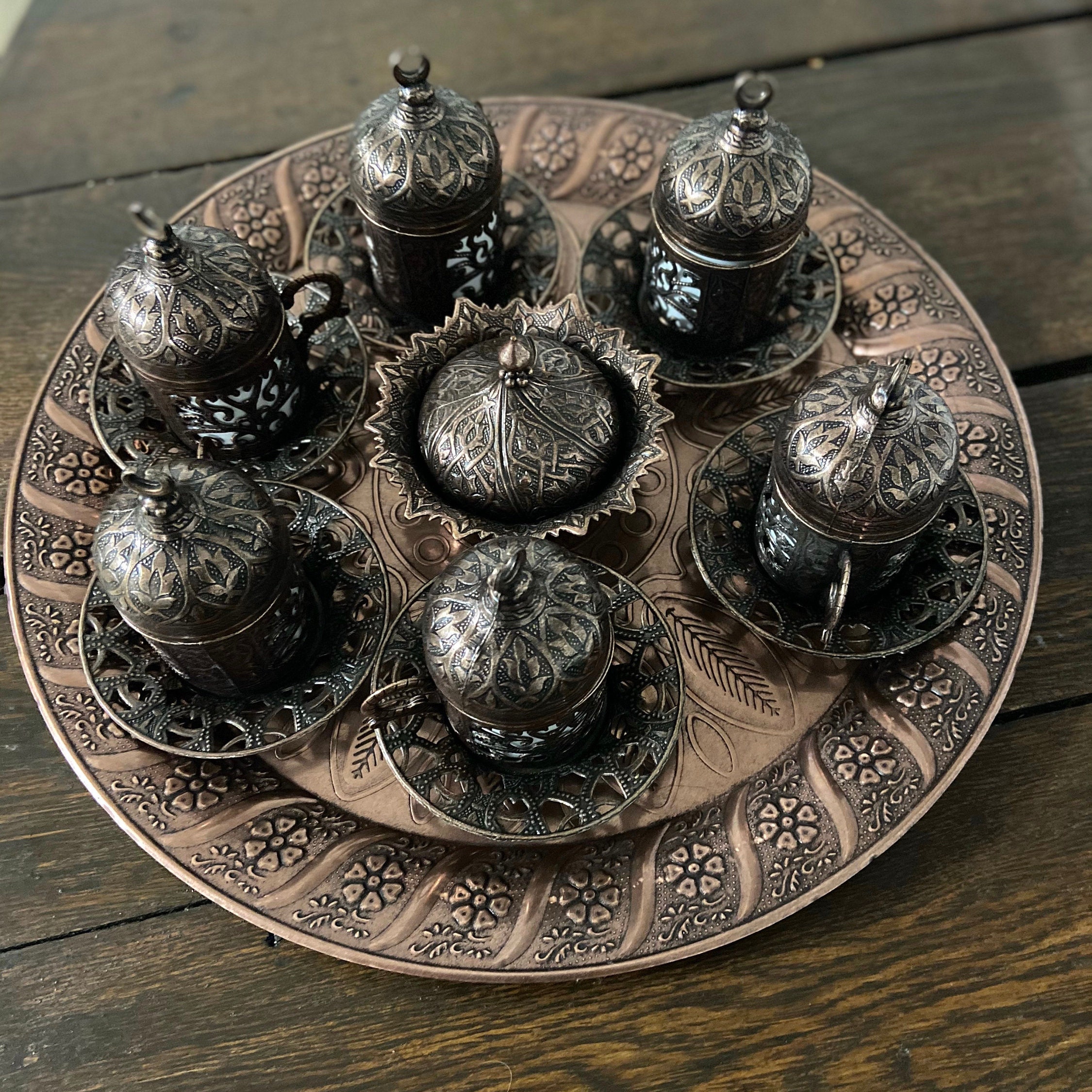 Authentic Turkish Coffee and Tea Set 6 cups 1 sugar bowl 1 Etsy