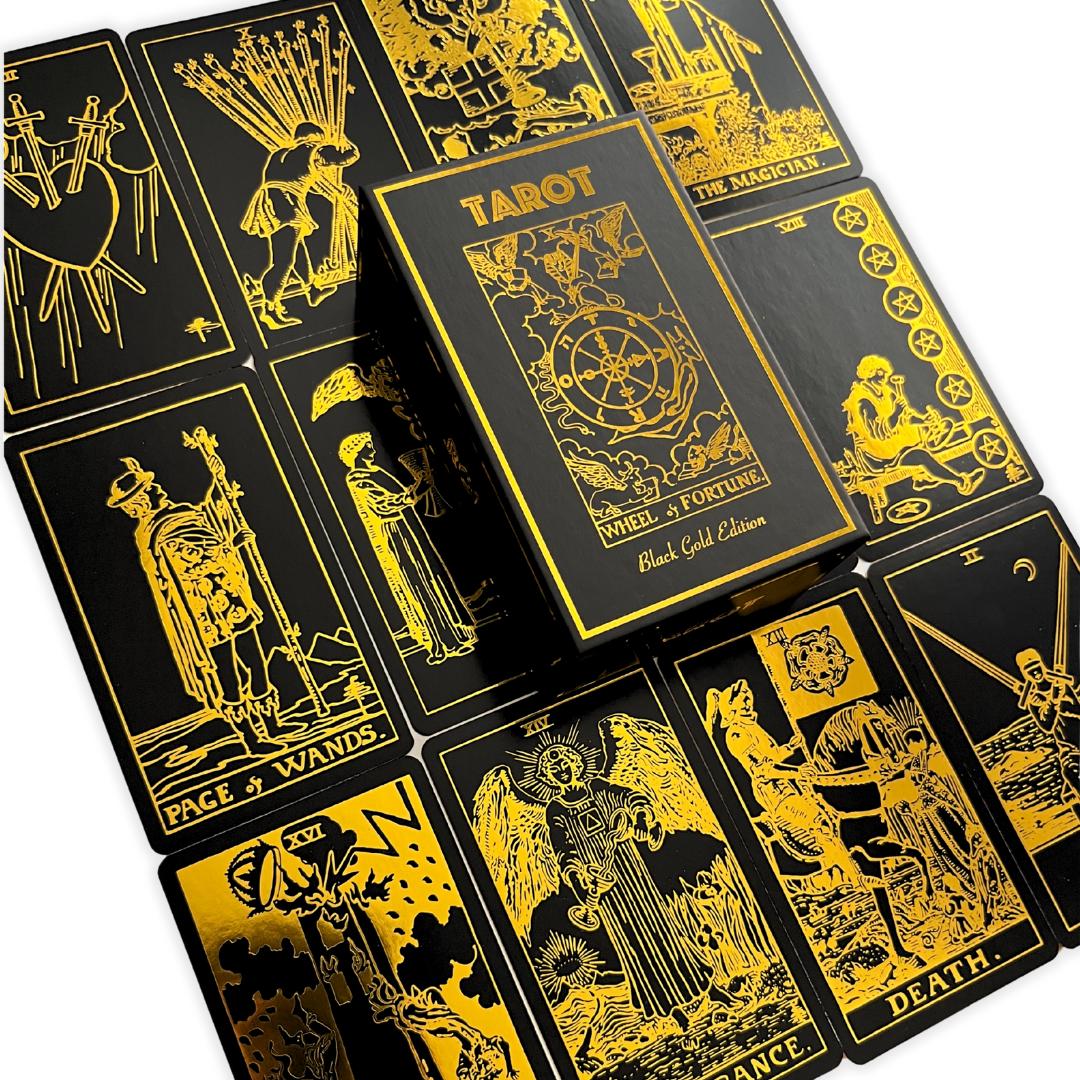 Black Gold Tarot Deck | Classic Tarot Design and Gold Foil | 88
