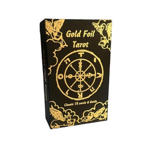 Baraja de tarot con lámina de oro / Cartas de PVC impermeables de primera calidad y guía
