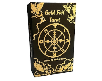 Mazzo di tarocchi con lamina d'oro: carte in PVC impermeabili con guida.