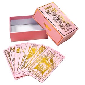 Rosegold Tarot Deck & Anleitung | Klassisches Tarot-Design und Goldfolie | 78 Traditionelle Karten