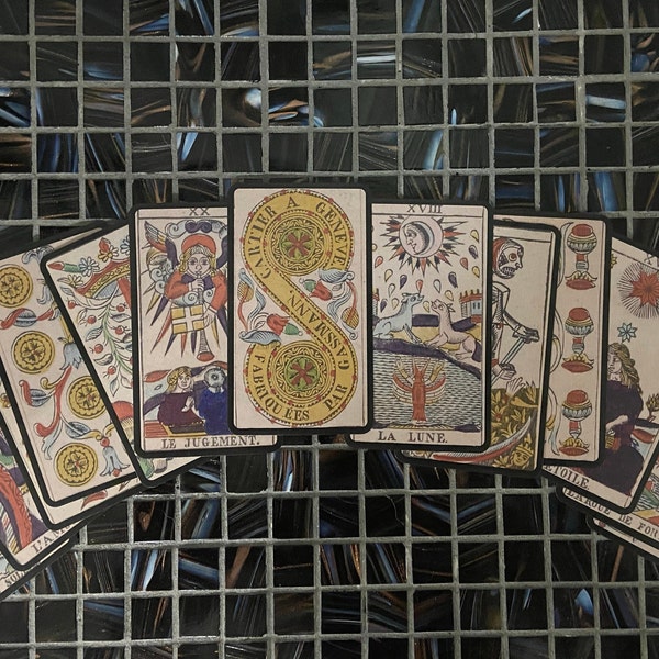 Tarot of Marseille & Guide | first printed c. 1840 |Full 78 Gassman Tarot Deck, Facsimile, size 4.75 X2.75, for divination fortune telling