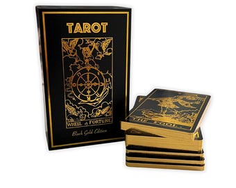 Black Gold Tarot Deck | Classic Tarot Design and Gold Foil | 88 Page Guide | Vieux Monde Brand