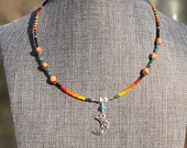 Moon Charm Navajo Cedar Bead Necklace - Available in Multiple Colors