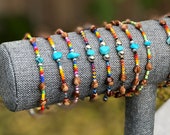 Navajo Cedar Bead Bracelet with Gemstone - Multiple Color Size - Gift For Him Her - Health Spirit Energy - Boho Southwest Natural