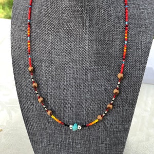 Navajo Cedar Bead Necklace With Turquoise Multiple Color - Etsy