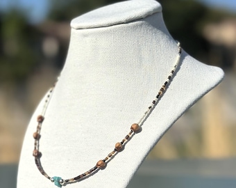 Navajo Cedar Bead Necklaces with Heishe and Gemstone - Multiple Colors