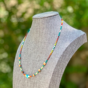 Navajo Cedar Bead Necklaces - Vibrant Aztec Colors - Gemstones