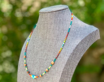 Navajo Cedar Bead Necklaces - Vibrant Aztec Colors