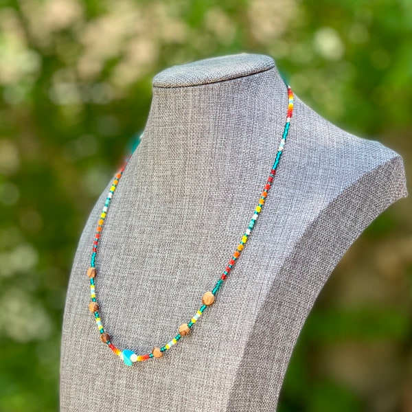 Navajo Cedar Bead Necklaces - Vibrant Aztec Colors - Gemstones