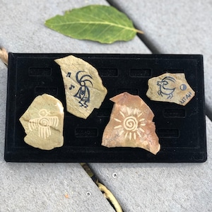 Natural Rock Magnets With Native Symbols - Gifts Him Her - Painted - Southwest Ancient Replica